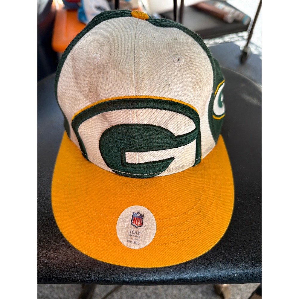 Vintage Green Bay Packers NFL Team Apparel Snapback Hat Green White One‎ Size